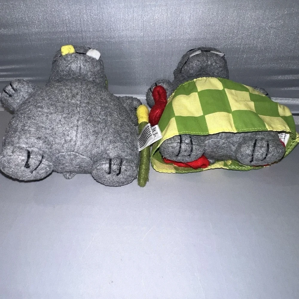 Vintage Crocodile Creek George and Martha Hippo Beanbag Felt Plush Toys Set 1999